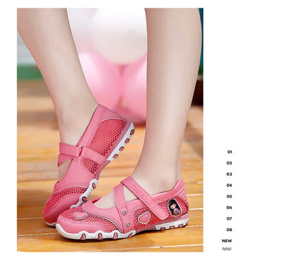 Girls Sandals Gladiator Cartoon Soft Children Non-slip Beach Shoes Kids Summer Floral Sandals Princess Shoes Fashion Cute