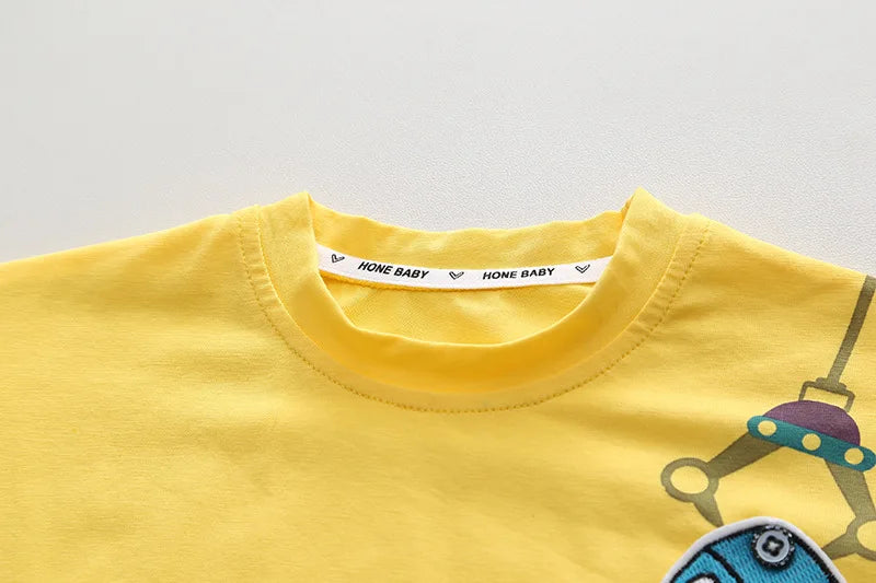 New Baby Boys Clothing Sets Summer Cartoon Car T Shirt +Denim Shorts Toddler Infant Kids Casual Infant Clothes Suits 1-5 Years
