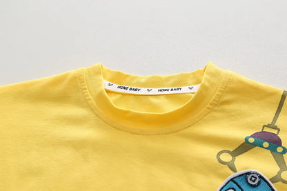 New Baby Boys Clothing Sets Summer Cartoon Car T Shirt +Denim Shorts Toddler Infant Kids Casual Infant Clothes Suits 1-5 Years