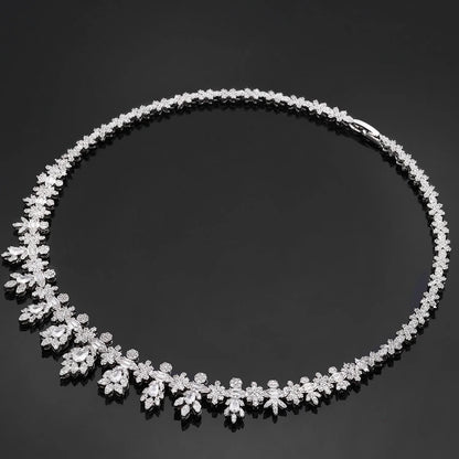 Luxury Women's Jewelry Elegant Style Bride CZ Necklace Earrings Bracelet Ring Jewelry Set&M Bride Large Wedding Jewelry Set