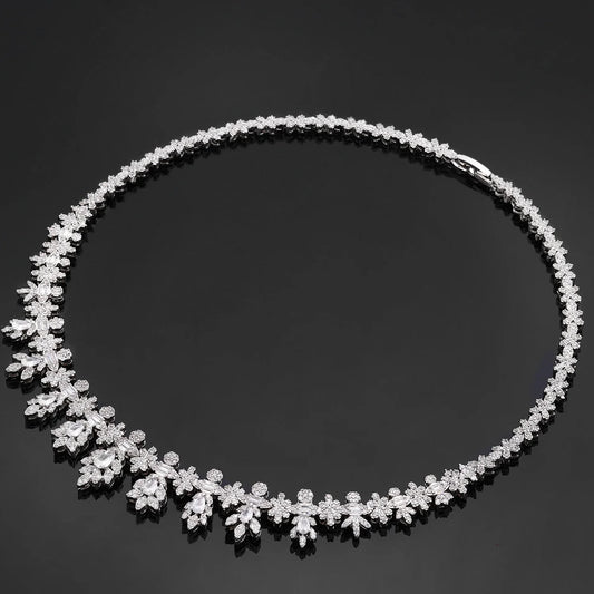Luxury Women's Jewelry Elegant Style Bride CZ Necklace Earrings Bracelet Ring Jewelry Set&M Bride Large Wedding Jewelry Set