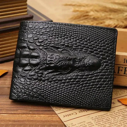PU Leather Fashion Luxury Cattle Male Quality Design Crocodile Emboss Simple Standard Brand Wallet Handy Purse Men
