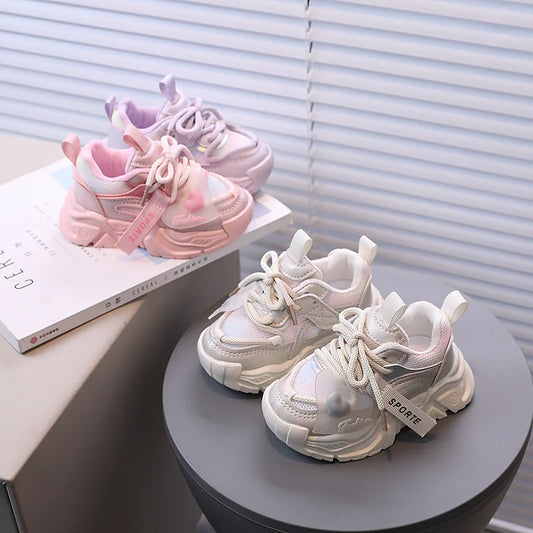 Girl Child Sport Shoe 2026 Spring Mesh Breathable Toddlers School Running Sneakers Fashion Non-slip Kids Boys Basketball Shoes