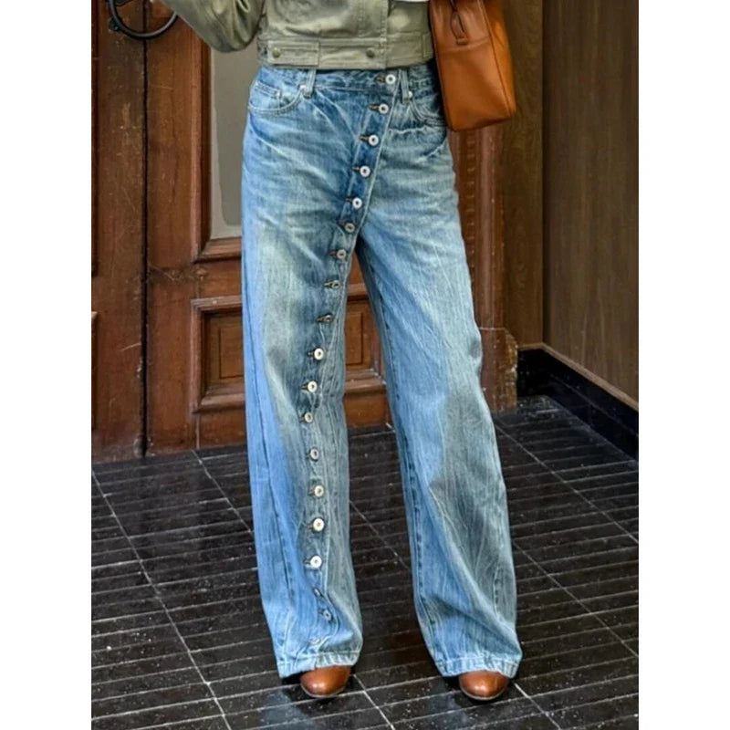 Women Blue Y2k Baggy Wide Jeans Grunge Jean Pants Vintage Harajuku Oversize Boyfriend Denim Trousers Alternative Clothes