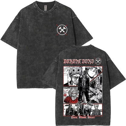 Anime Dorohedoro Kaiman Washed T-Shirt Men's Women Clothing Hip Hop Gothic Y2k T-Shirt Oversized Short Sleeve Cotton Tees Tops
