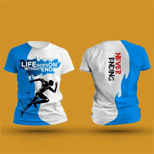 Men's T shirt Outdoor Fitness Run Sports T-Shirts Summer New Casual Women's Short Sleeve Tops Fashion 3D Gradient Harajuku Tops