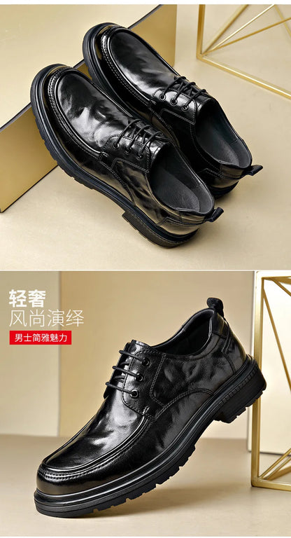 Business Formal Black Lace-up Style Leather Shoes for Men Spring Autumn New Designer Dress Shoes Male British Style Wedding Shoe