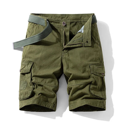 Men's Casual Washed Cotton Cargo Shorts Multi-Pocket Durable Knee-Length Work Shorts Pantaloncini Uomo Camouflage Roupas Hombre