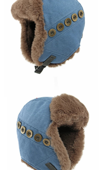 Russian Hat Thick Warm Winter Hat Men Women Windproof Ski Trapper Earflap Cap Faux Rabbit Fur Hat Male Female Bomber Hat