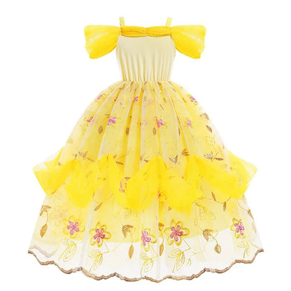 Kids Belle Costume Girl Halloween Princess Cosplay Party Dress Children Birthday Clothes Carnival Fancy Dress