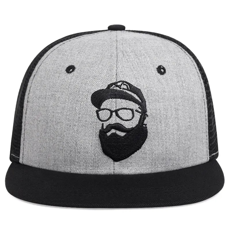 Unisex Uncle Beard Embroidery Hip-hop Net Hats Outdoor Adjustable Casual Baseball Caps Sunscreen Hat