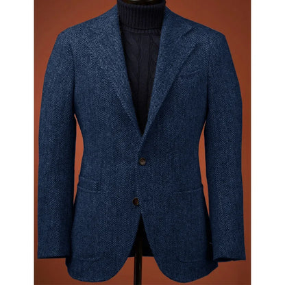 Herringbone Slim Fit Suit Jacket For Men's Single Breasted Business Blazer Casual Jacket Fashion Comfortable Elegant Mens