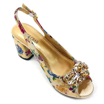 Italian Sandals and Bags Matching Set 2024 Women Heel Party for Gold Colour Wedding Bigger Size Thick Heel Shoes