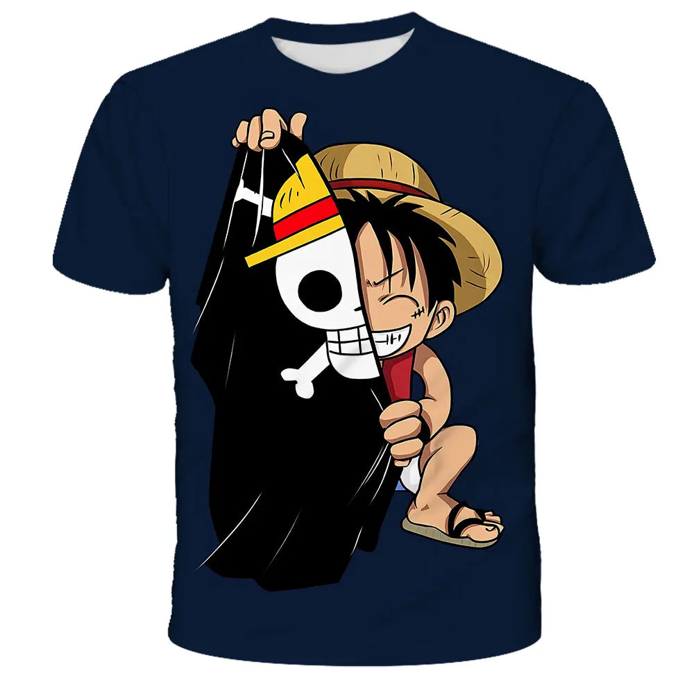 New Japanese anime One Piece cartoon children's adult 3D printed top T-shirt One Piece Dragon Ball boy cartoon top T-shirt