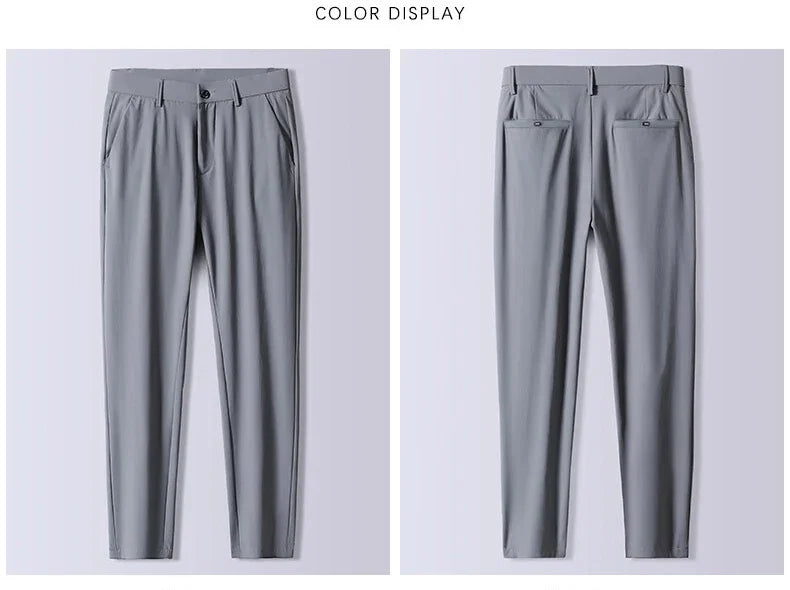 Summer New Stretch Soft Suit Pants Men Thin Fashion Business Elastic Waist Korean Slim Brand Clothes Casual Formal Trousers Male