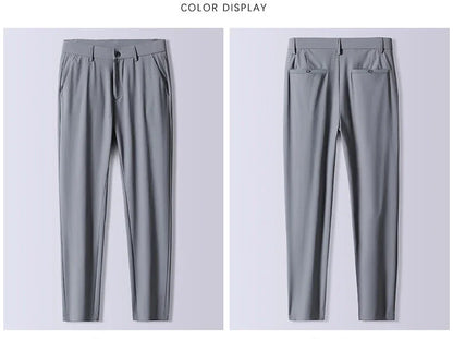 Summer New Stretch Soft Suit Pants Men Thin Fashion Business Elastic Waist Korean Slim Brand Clothes Casual Formal Trousers Male