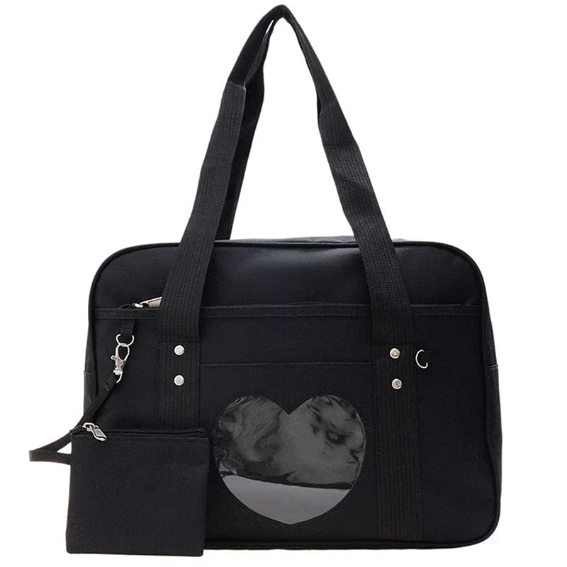 Japanese Lolita Heart JK School Uniform Bags Fashion Women Oxford  Women Student PU Handbag Cosplay Anime Shoulder Bag