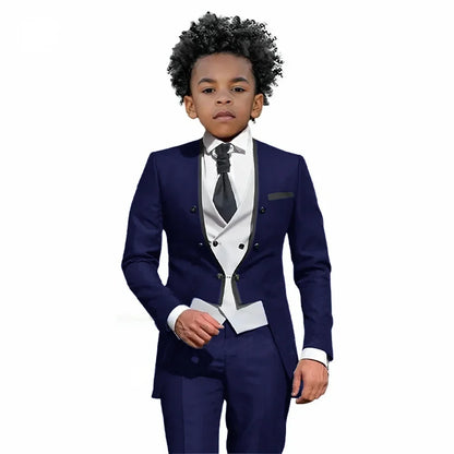 2025 Autumn Handsome Wedding Suits 3 Pieces For Kids, Boys Slim Fit Tuxedo Performance Costumes,Formal Blazer Banquet Outfit