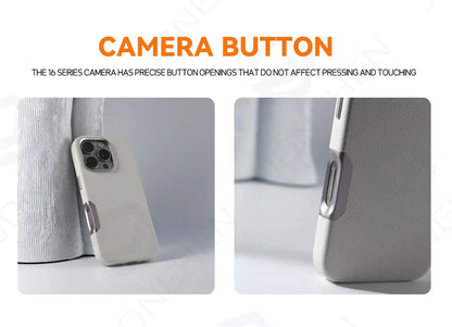 For Magsafe Leather High Quality Alloy Camera Button Magnetic Case For iPhone 16 Pro Max 16pro Wireless Charge Shockproof Cover