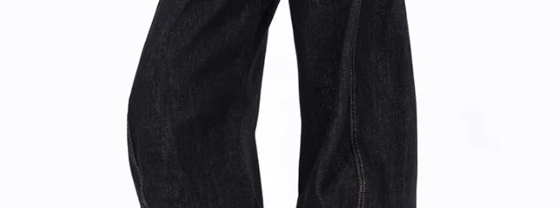 American Retro Deconstructed Bla Knife  Jeans Women's Loose Silhouette Wide Leg Floor Length Trousers Casual High Waist...