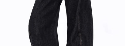 American Retro Deconstructed Bla Knife  Jeans Women's Loose Silhouette Wide Leg Floor Length Trousers Casual High Waist...
