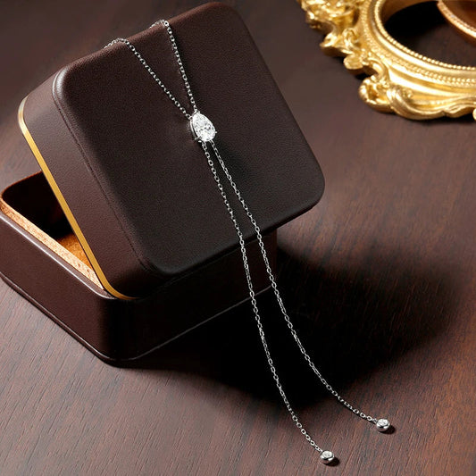 Moissanite Necklaces Pear Cut Pendant 1/2/3 ct GRA Certified Lab Diamond Girl Gift s925 Sterling Silver Dainty Necklace