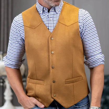 Men Vest Gold Suede Velvet Single Button V Neck Waistcoat For Wedding Birthday Party Business Work Daily Casual Men Suit Vest