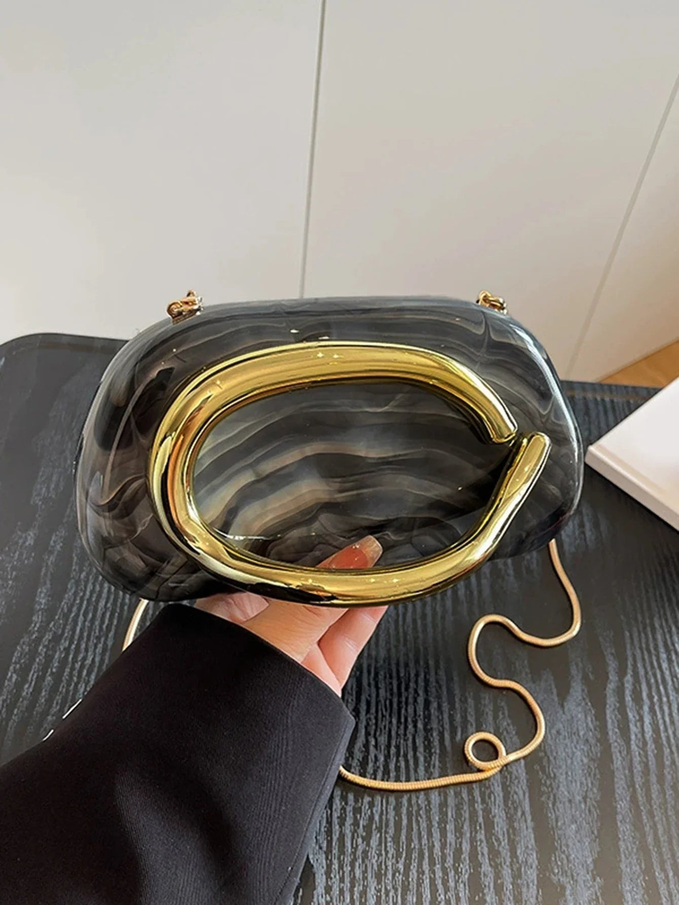 Women's Sealed Box Shaped Acrylic Clutch Fashion Dinner Wedding Party Handbag Elegant Luxury Designer Crossbody Shoulder Bag