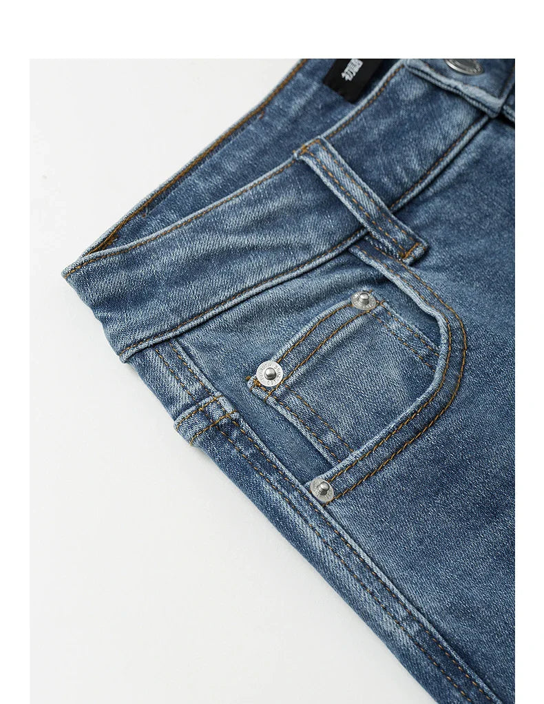 Women Denim Jeans 2025 Autumn New Lyocell Rolling Up Hem Elastic and Simple Straight Leg Ankle Length Pants