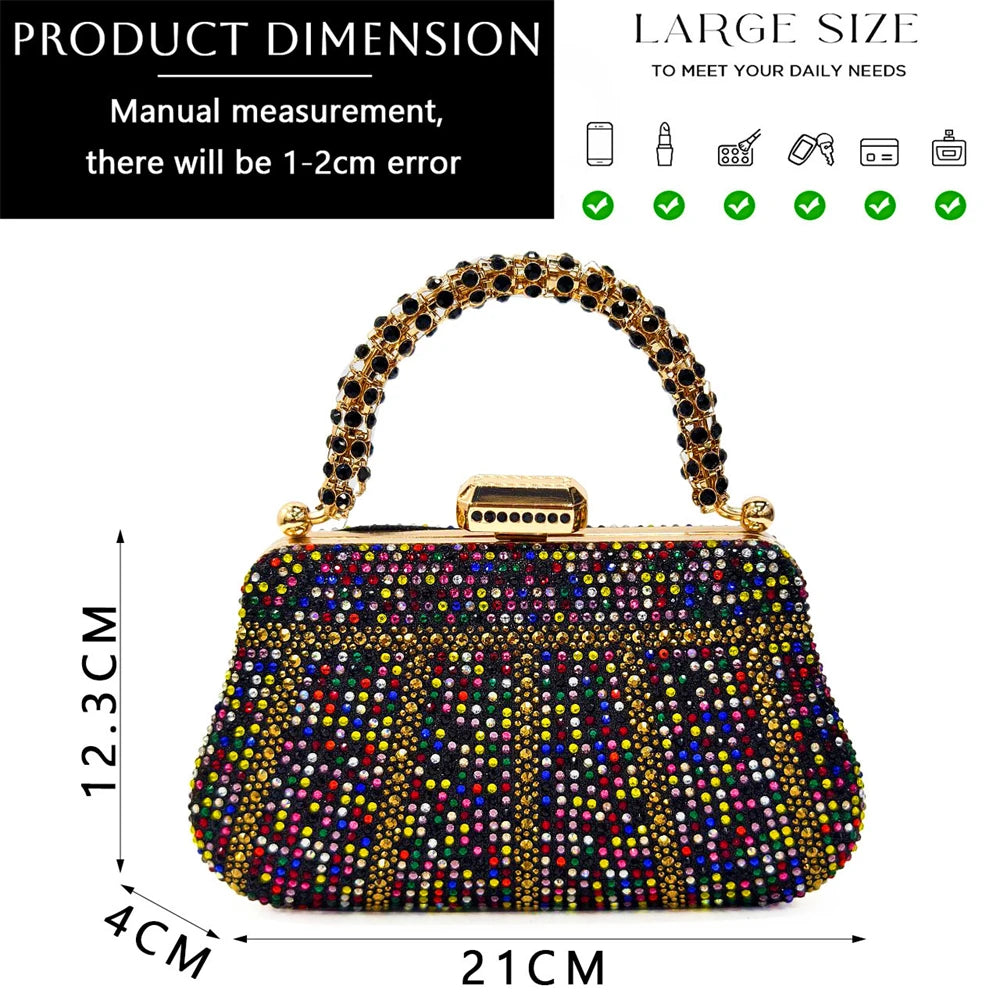 Nigerian Heel Party for Women Shoes and Bag Set Champagne Colour Rhinestone Handbag Italian Design Wedding INS 2024