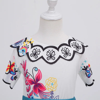 Girls Encanto Costume Charm Princess Dress Suit Kids Cosplay Mirabel Carnival Isabela Birthday Party Christmas Clothing