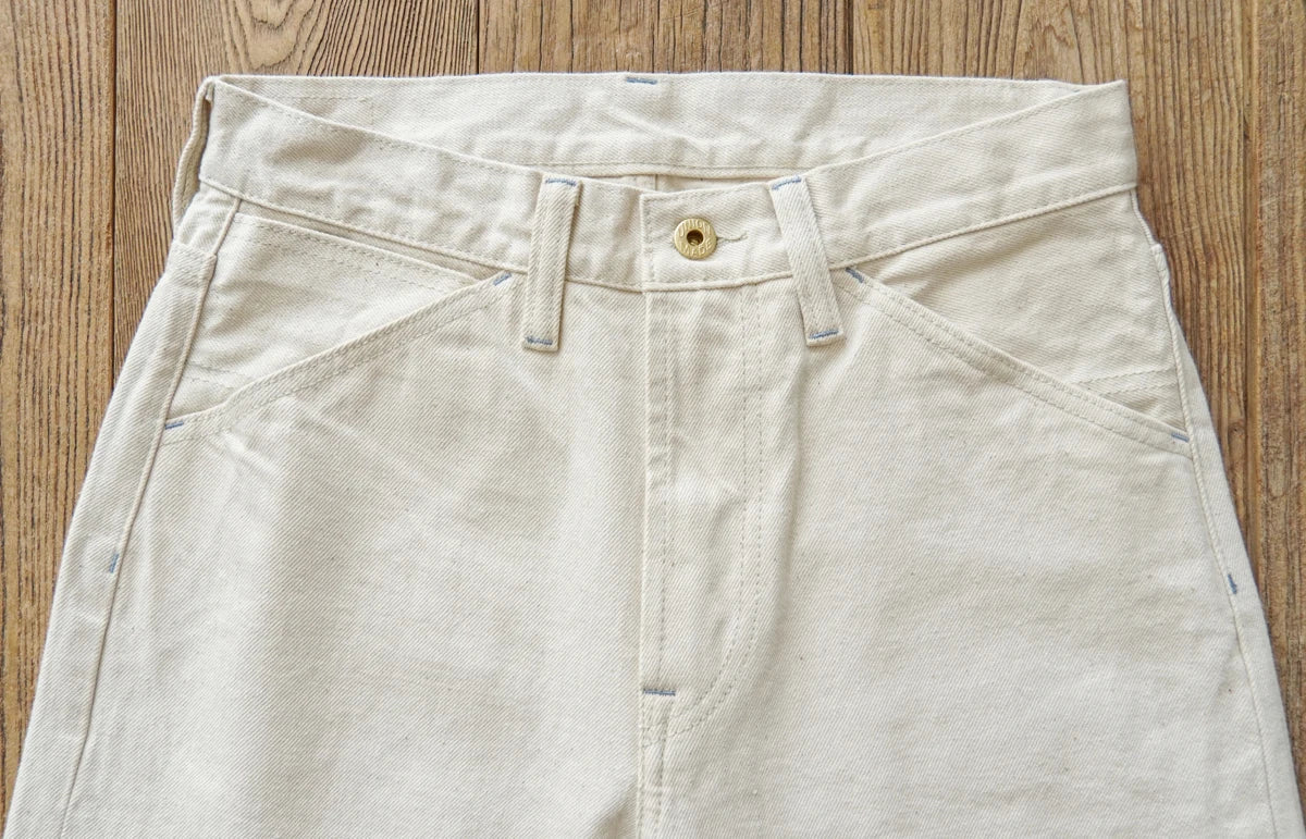 Mens Jeans Selvedge Denim White Jeans Regular Fit hight Rise  14 Oz One Wash