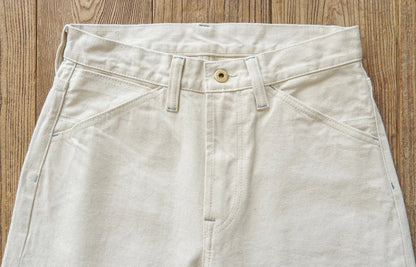 Mens Jeans Selvedge Denim White Jeans Regular Fit hight Rise  14 Oz One Wash