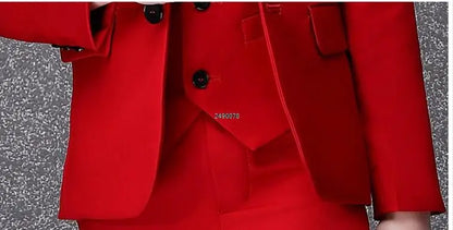 Flower Boys Photograph Suit Kids Red Wedding Suit Teenager Birthday Party Tuxedo Dress Children Graduation Stage Show Costume