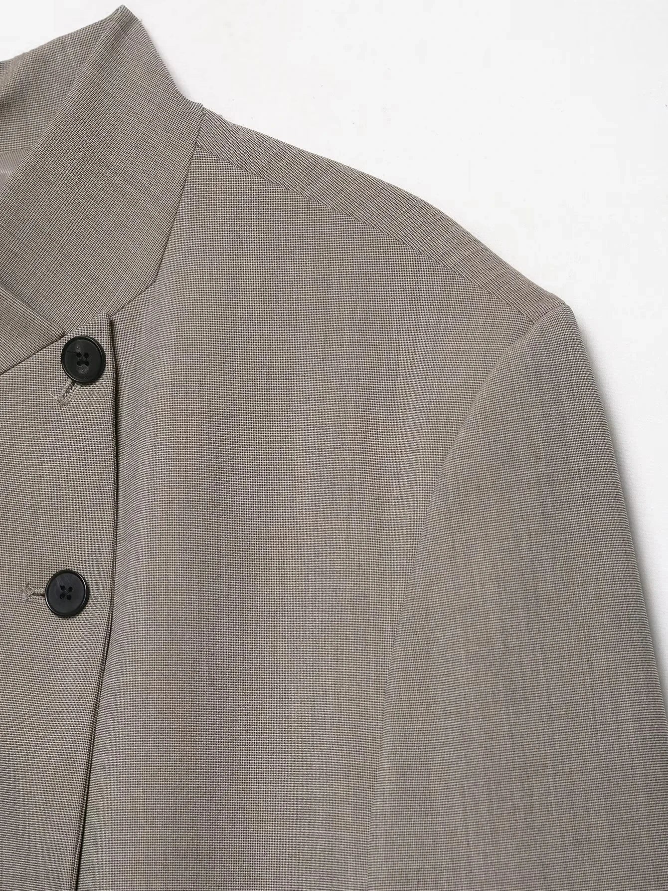 Vintage Office Lady Gray Solid Blazer Stand Collar Long Sleeve Loose Blazer Fashion 2026 Spring Summer Casual Blazer