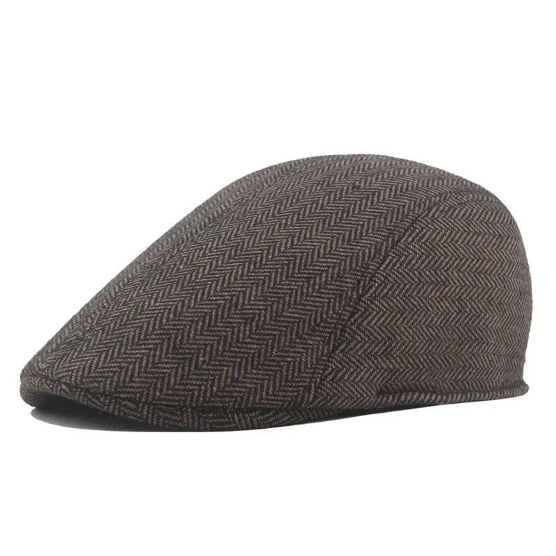 Men Retro Beret British Hats Wool Blend Vintage Herringbone Tweed Men Casual Fashion Hat Flat Keep Warm Caps Gifts