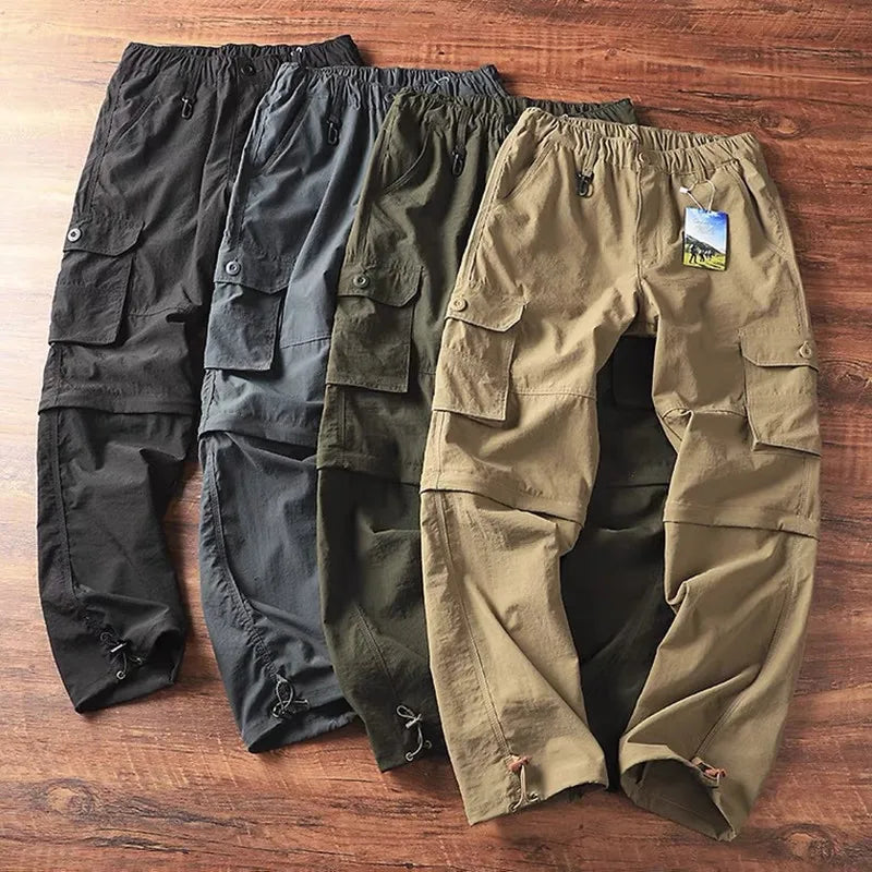 Men's Lightweight Cargo Pants Straight Casual Sport Shorts Summer Quick Drying Breathable Outdoor Fishing Hiking Climbing Pants