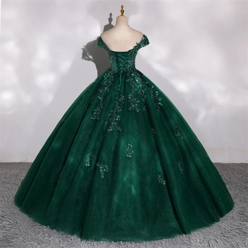 Customized 15 Quinceanera Dresses Ball Gown Luxury Glitter Party Dresses Elegant Off Shoulder 15 Yearl Old Dress Prom Gown 2025