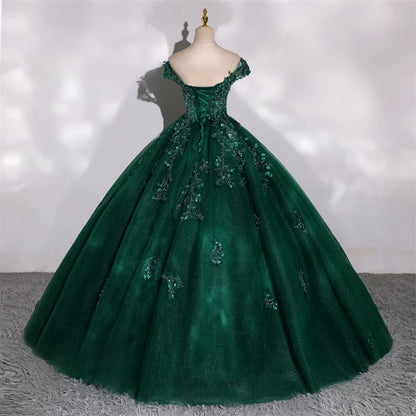 Customized 15 Quinceanera Dresses Ball Gown Luxury Glitter Party Dresses Elegant Off Shoulder 15 Yearl Old Dress Prom Gown 2025