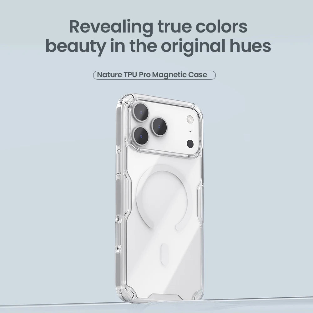 For iPhone 17 Pro Max 17 Air iPhone 16 Pro Max 16 Plus 17Pro Nature Pro Magnetic Transparent TPU Frame Cover Phone Case