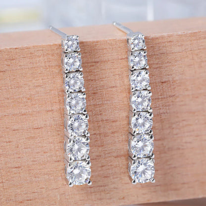 3-5mm Size Gradient Moissanite Drop Earrings for Women 925 Sterling Silver Long Tassel Diamond Stud Earring with Certificates