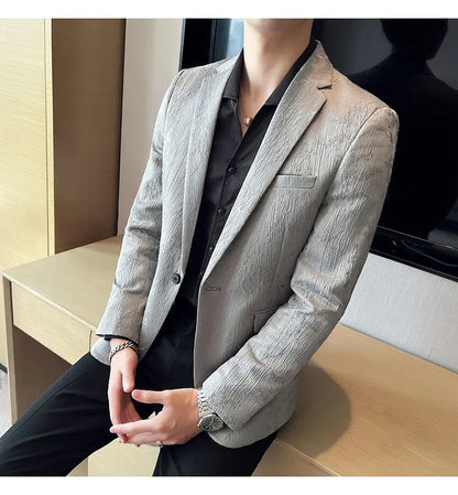 New Luxury Jacquard Floral Suit Jacket High Quality Men Business Slim Fit Casual Social Blazers Coats Formal Stage Prom Tuxedo