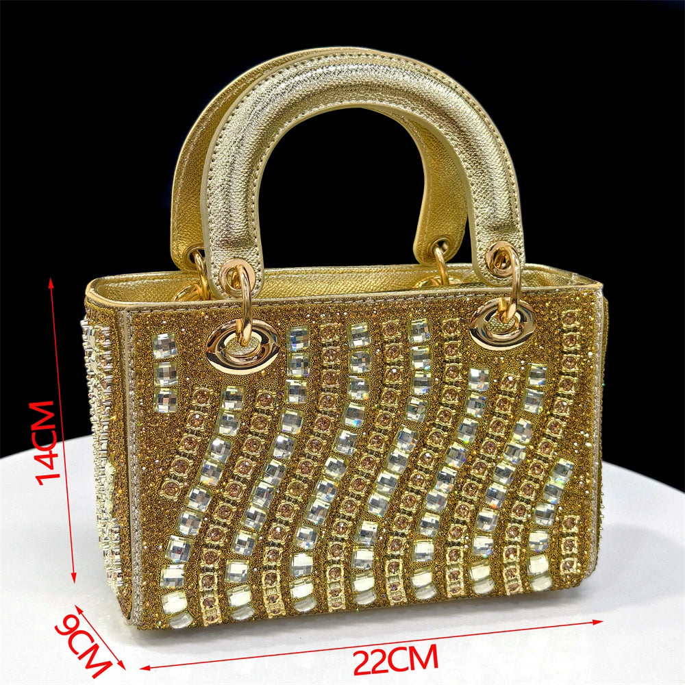 2025 Elegant Multicolor Color Women's  Heels and Rhinestone Handbag Set - Italian Design for Weddings and Parties