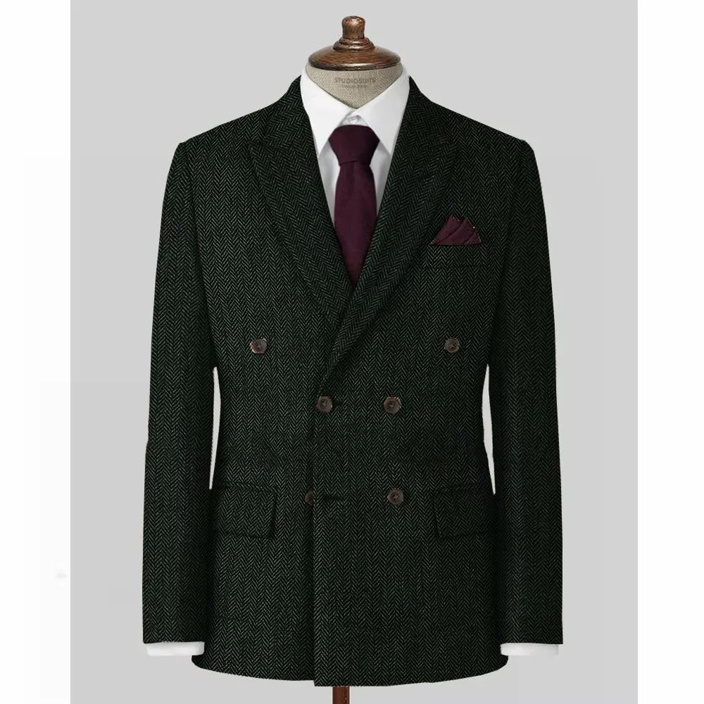 Men's Casual Blazer Herringbone Slim Fit Single Breasted Stylish Comfortable Jacket Men's Coat Double Breasted Blazer Men's Suit