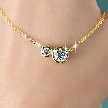 GRA Certified D VVS1 1.0CT Moissanite Diamond Round Pendant Necklace for Women Chain Fine Neck Jewelry Gifts Collares