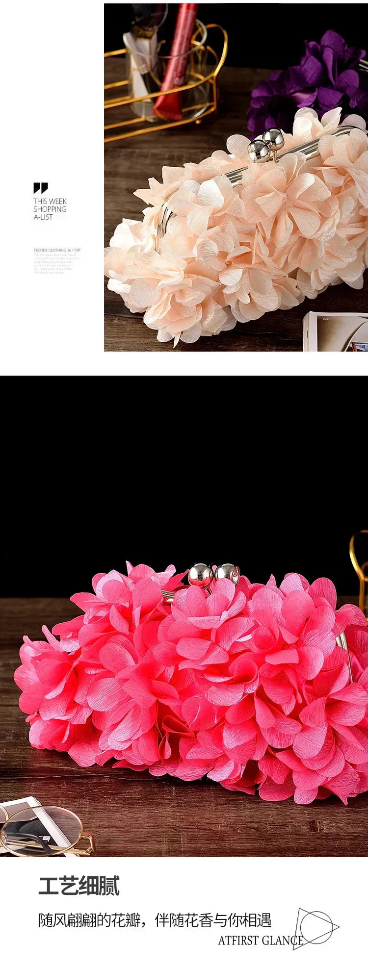 Wedding Dress Bag 8 Colors White Bride Clutches Ladies Blue Party Handbag Woman Purple Evening Flower Bags Floral Wedding Clutch