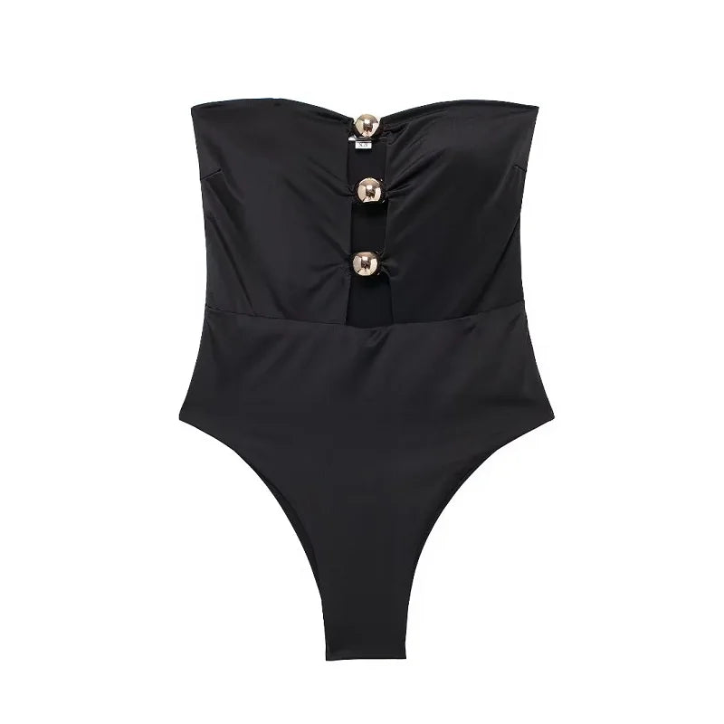 Bodysuits Sexy Corset Cut Out Top White Black Bodysuit Women Backless One Piece Strapless Thong Bodysuit Woman Swimsuits