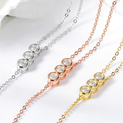 Bubbles 100% Real Moissanite Necklace for Women Girls Sparkling Classic Pendant 925 Sterling Silver Lad Diamond Chain