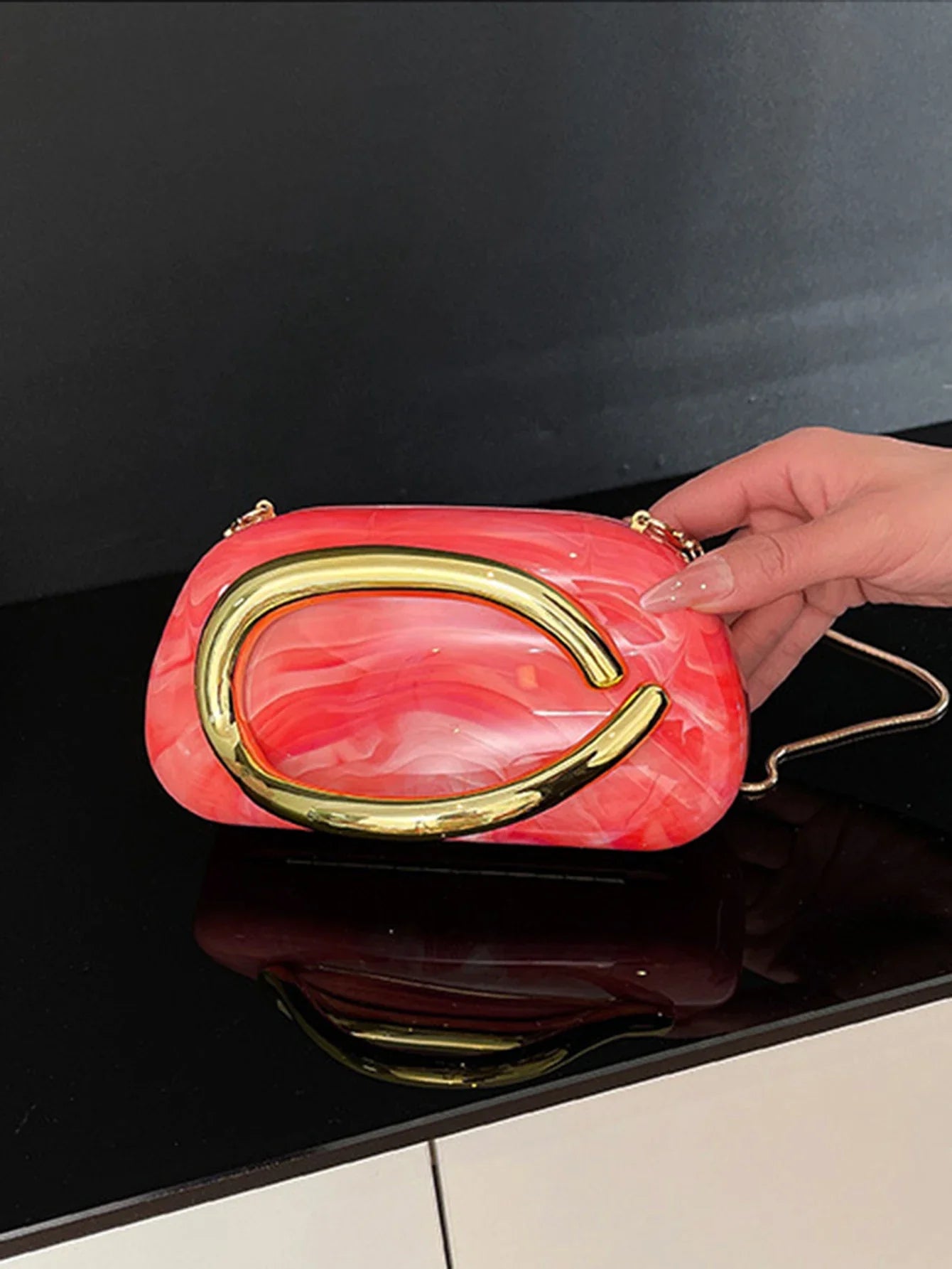Women's Sealed Box Shaped Acrylic Clutch Fashion Dinner Wedding Party Handbag Elegant Luxury Designer Crossbody Shoulder Bag