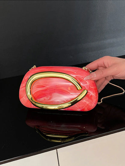 Women's Sealed Box Shaped Acrylic Clutch Fashion Dinner Wedding Party Handbag Elegant Luxury Designer Crossbody Shoulder Bag